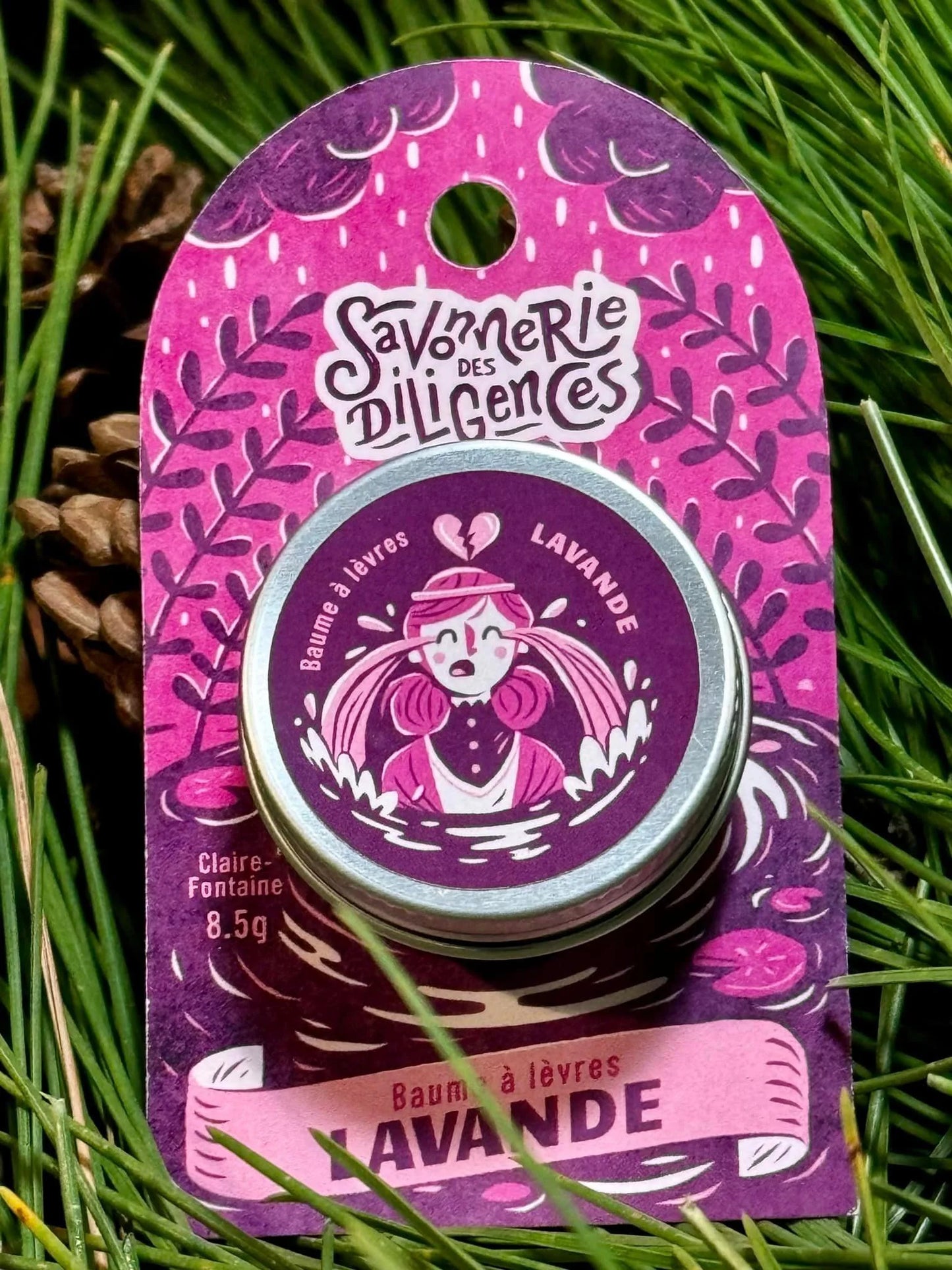 Baume à lèvres naturel "La Claire-Fontaine", parfum lavande.