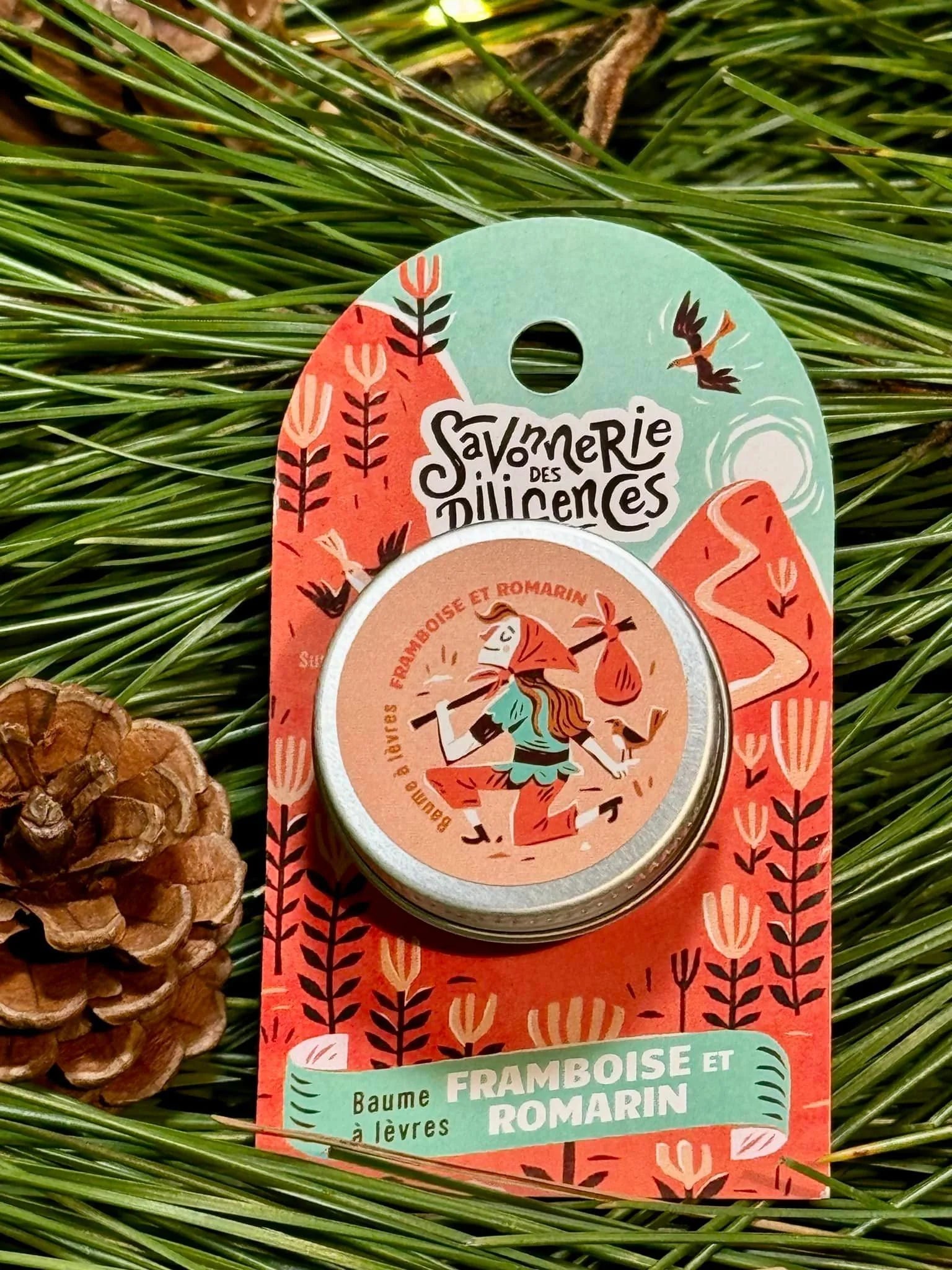 Baume à lèvres naturel "La Survenante", parfum framboise et romarin.
