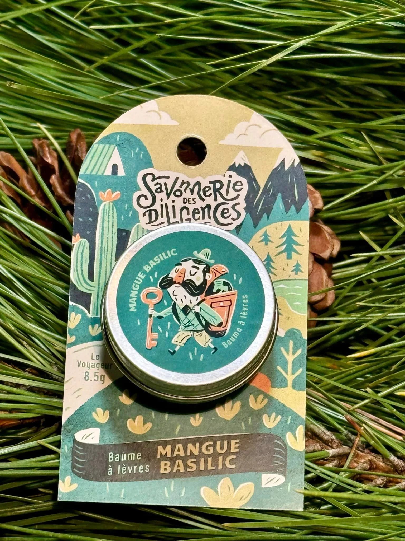 Baume à lèvres naturel "Le Voyageur", parfum mangue et basilic.