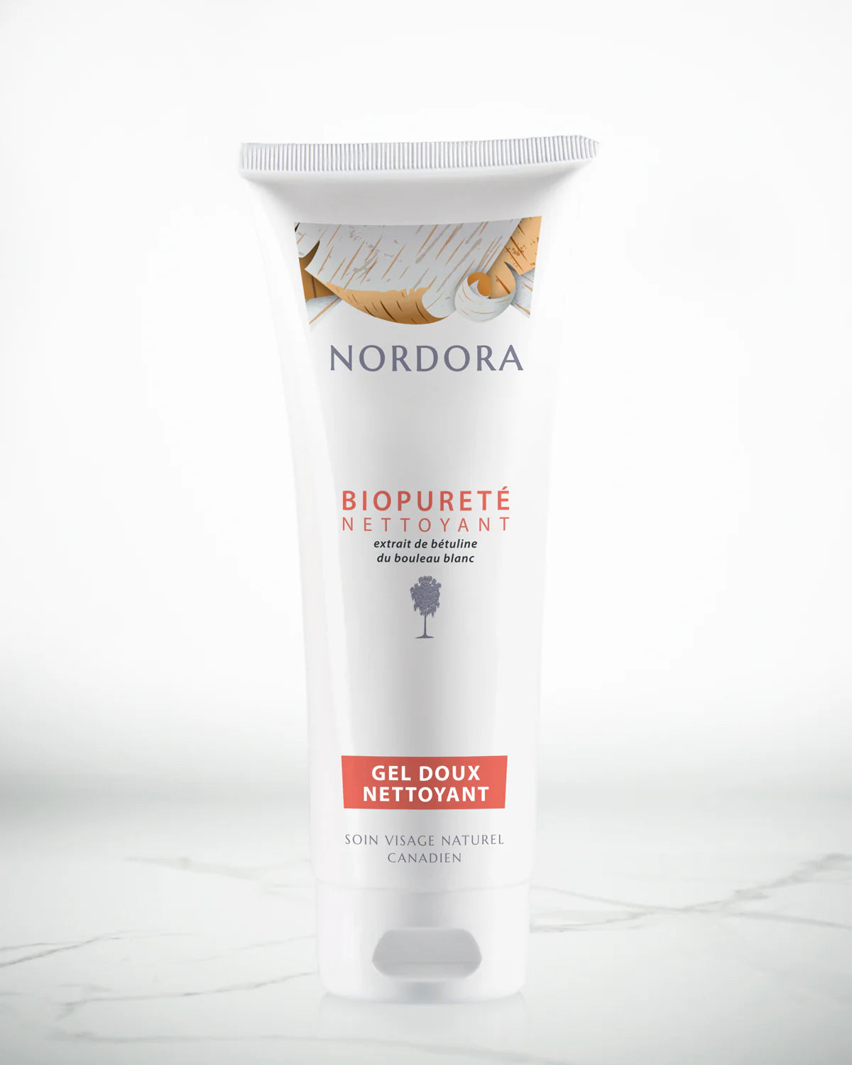 Gel doux nettoyant BioPureté de la marque canadienne Nordora, à l'extrait de bouleau blanc