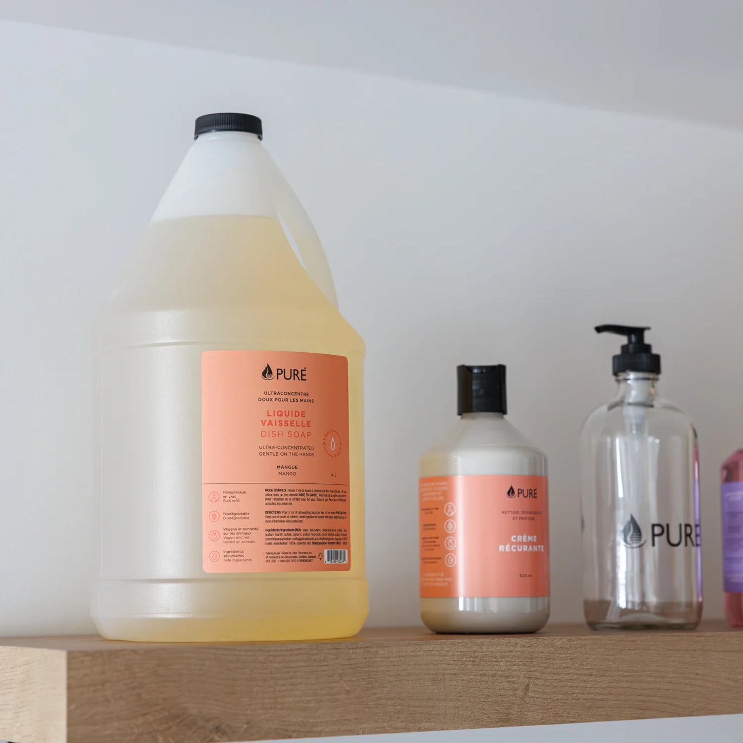 Ensemble des essentiels de cuisine éco-responsables de la marque PURE, fabriqués au Québec - Idée cadeau
