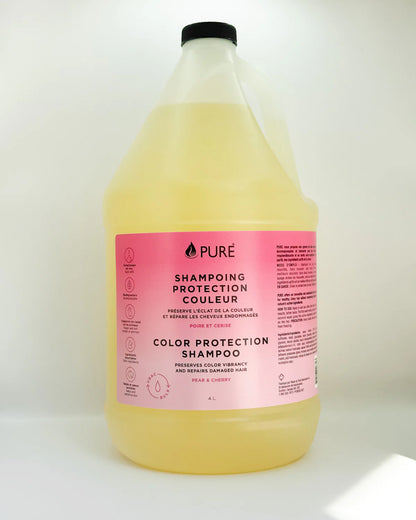 Shampoing protection couleur au quinoa pour cheveux colorés, de la marque PURE - Format recharge 4L