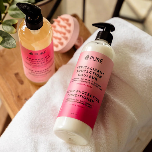 Revitalisant protection couleur au quinoa pour cheveux colorés, de la marque PURE.
