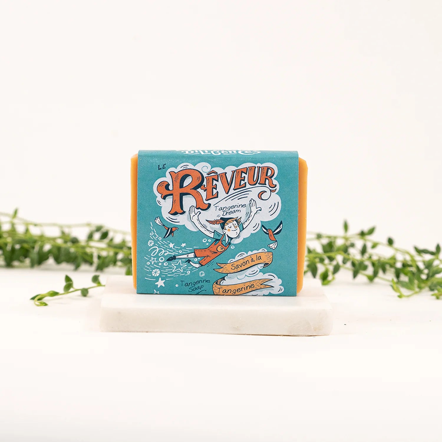 Savon artisanal Le Rêveur de la Savonnerie des Diligences, dans son emballage illustré.