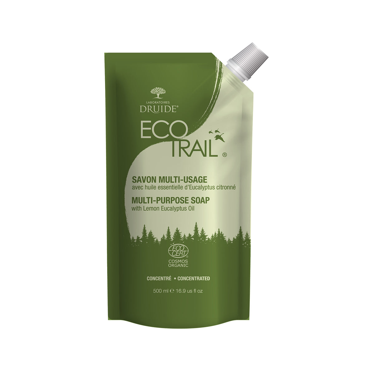 Format économique 500ml du savon multi-usages EcoTrail de Druide.
