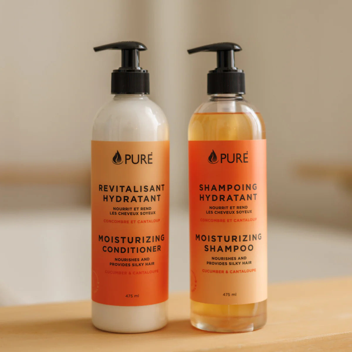 Duo - shampoing-revitalisant hydratant au baobab pour cheveux secs et frisés, de la marque québécoise PURE
