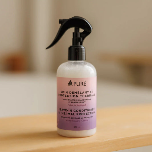 Soin démêlant sans rinçage avec protection thermale et UV, de la marque PURE